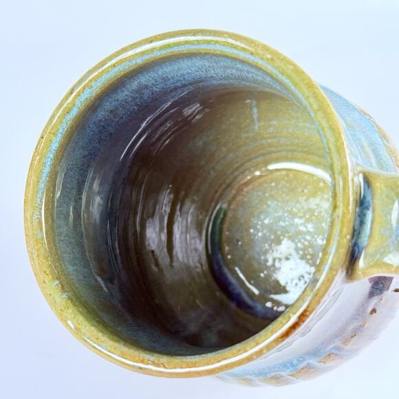 Studio Pottery Mug Signed Nancy Jana Kent JanaWare  Blue Green Drip 14oz - Picture 5 of 9